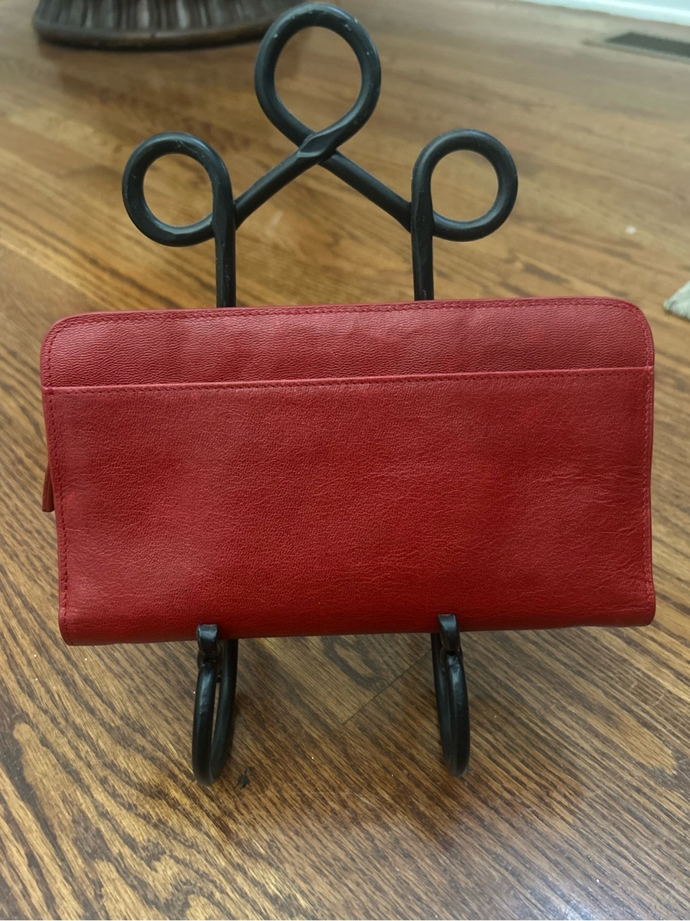 TUSK Red Leather Travel Wallet Clutch Organizer Wristlet Passport Holder - Picture 2 of 10
